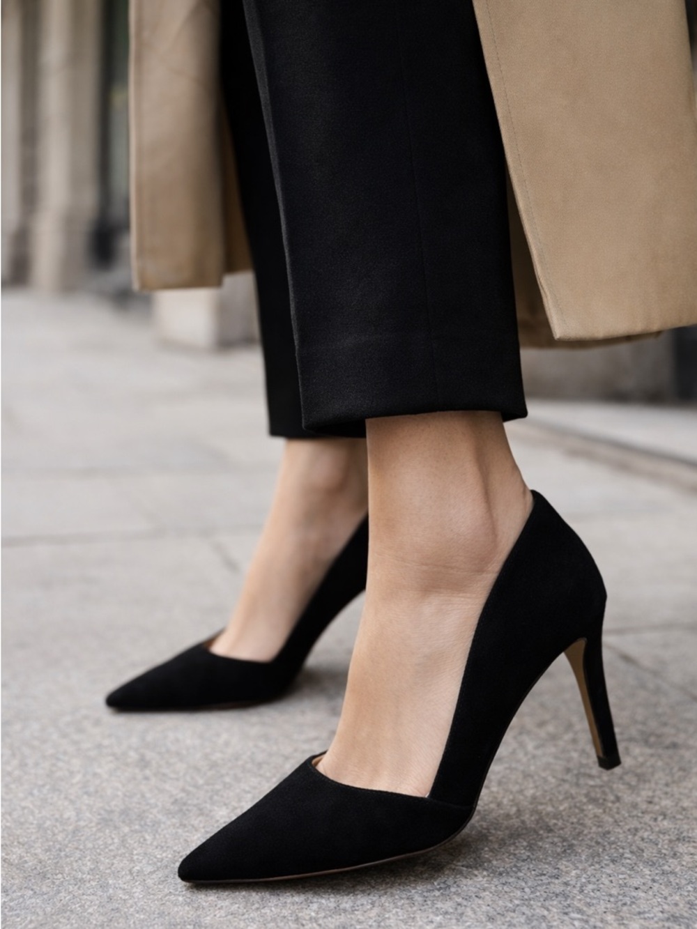 Ann Taylor Black Suede Pointed-Toe Stiletto Pumps